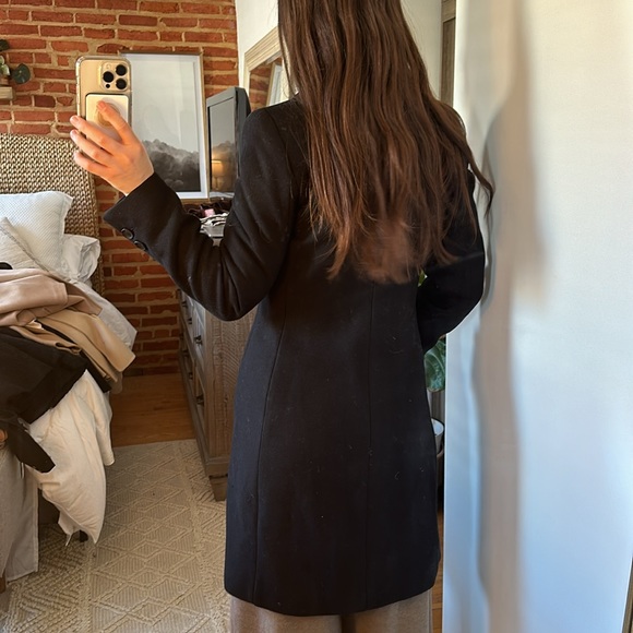 Zara felt texture wool blend coat peacoat jacket black small 8431/102 - Picture 14 of 16